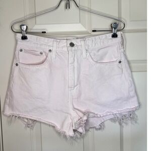 Madewell Denim Shorts High Waisted‎ Frayed Hem Pink Raw Edge Casual Size 26